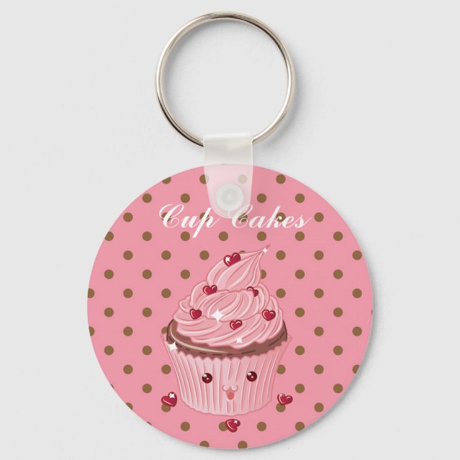 Cool, Amazing Pink Cup Cakes Key Ring (Front)