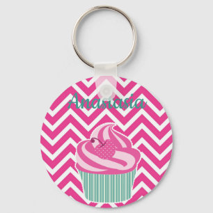 Cool, Amazing, Pink Cupcakes whit your name Key Ring