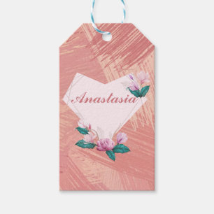 Cool, Amazing, Pink Heart whit name Gift Tags