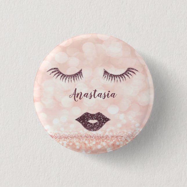 Cool, Amazing, Pink Sparkly Face  3 Cm Round Badge (Front)