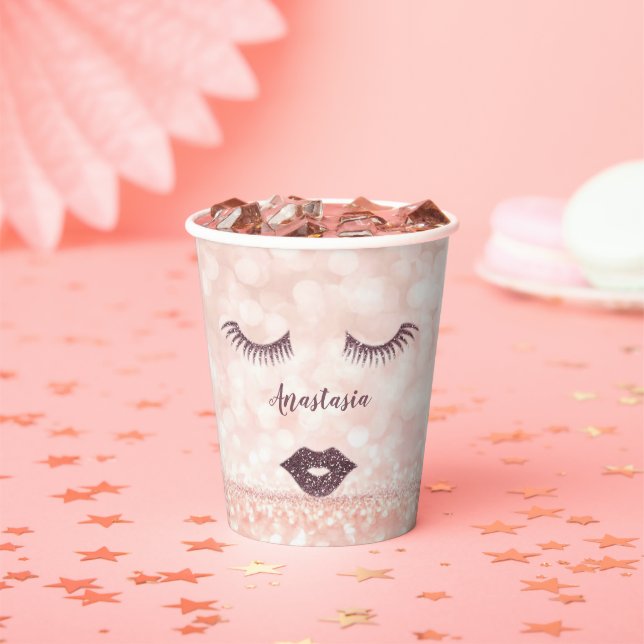 Cool, Amazing, Pink Sparkly Face  Paper Cups (Insitu)