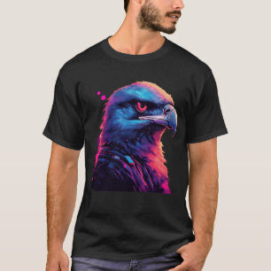 Cool American Bold Eagle In Synthwave Effect T-Shirt