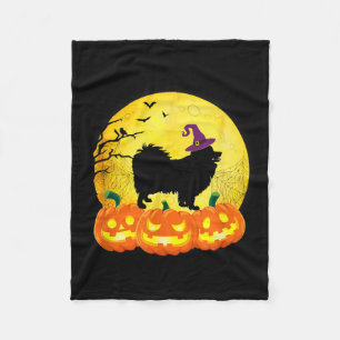 Cool American Eskimo Dog Pumpkin Halloween Costume Fleece Blanket