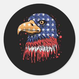 Cool American Flag Eagle Art - USA flag Classic Round Sticker