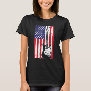 Cool American Flag Guitar For Men Women Guitarist T-Shirt