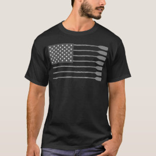 Cool American Flag Rowing Oar Funny Paddle Lover R T-Shirt