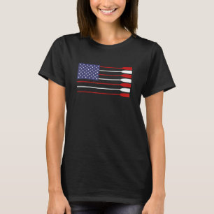 Cool American Flag Rowing Oar  Paddle  Rowers T-Shirt