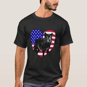 Cool American Timber Wolve Big Canine Heart Silhou T-Shirt