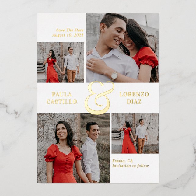 Cool Ampersand FOIL Wedding Save The Date Card (Front)