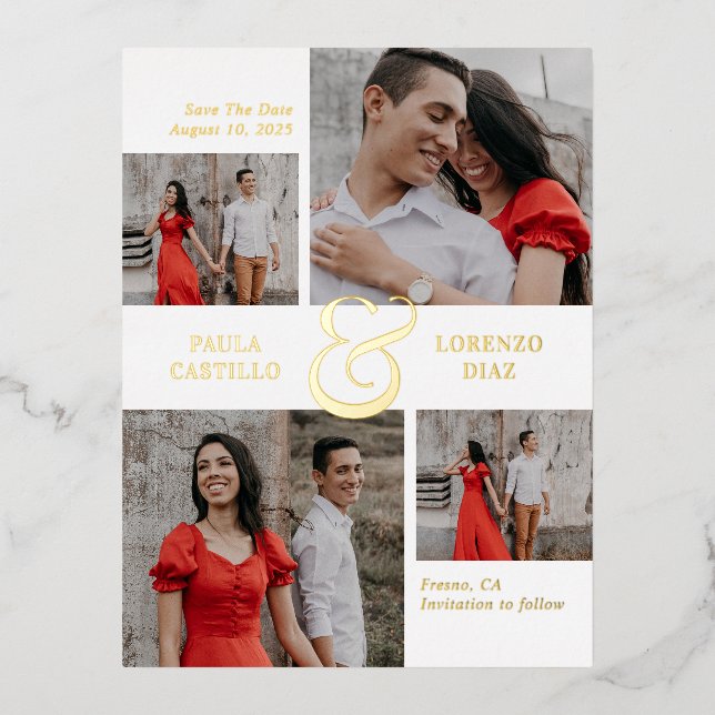 Cool Ampersand FOIL Wedding Save The Date Postcard (Front)