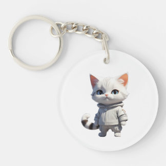 Cool and Adorable Cat Illustration Key Ring