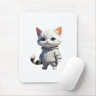 Cool and Adorable Cat Illustration Mouse Pad