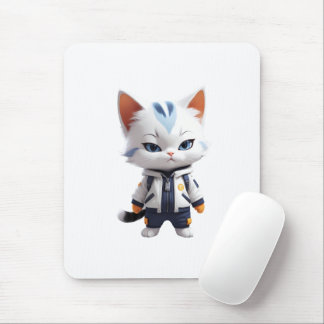 Cool and Adorable Cat Illustration Mouse Pad