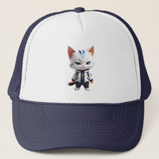Cool and Adorable Cat Illustration Trucker Hat