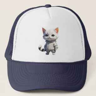 Cool and Adorable Cat Illustration Trucker Hat