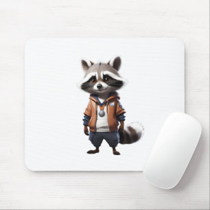 Cool and Adorable Racoon Illustration Mouse Pad