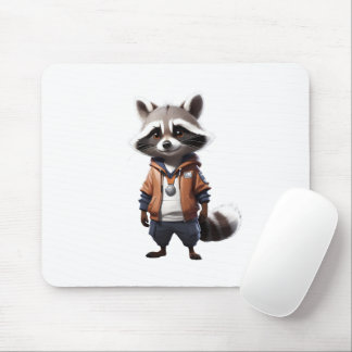 Cool and Adorable Racoon Illustration Mouse Pad