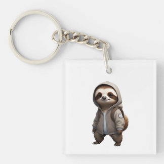 Cool and Adorable Sloth Illustration Key Ring