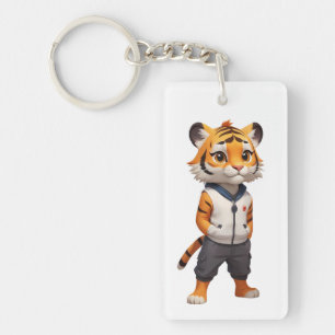 Cool and Adorable Tiger Illustration Key Ring