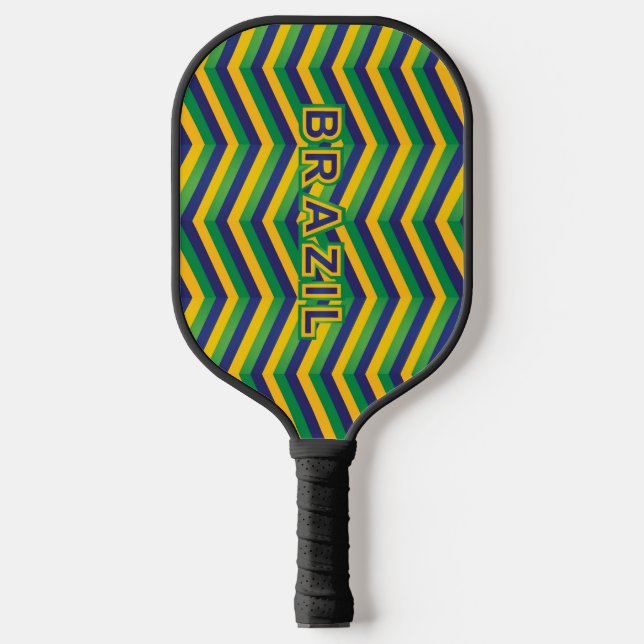Cool and Colorful Brazilian Flag Colors Pickleball Paddle (Front)