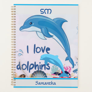 Cool and Colorful l Love Dolphins Quotes Name  Planner