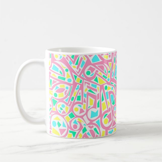 Cool and Colourful Abstract Music Notes Coffee Mug (Left)