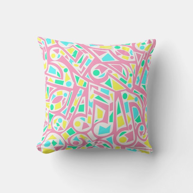 Cool and Colourful Abstract Music Notes Cushion (Front)