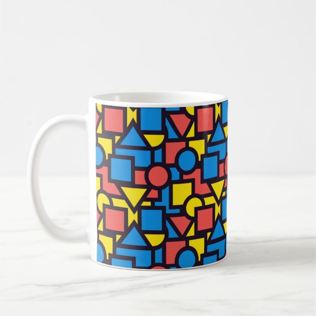 Cool and Colourful Abstract Shapes Design Coffee Mug (Left)