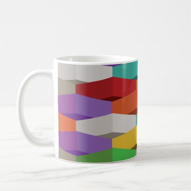 Cool and Colourful Geometric Shapes Coffee Mug (Left)
