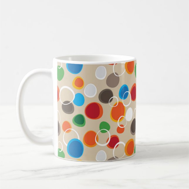 Cool and Colourful Hand Drawn Circles and Bubbles Coffee Mug (Left)