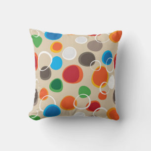 Cool and Colourful Hand Drawn Circles and Bubbles Cushion