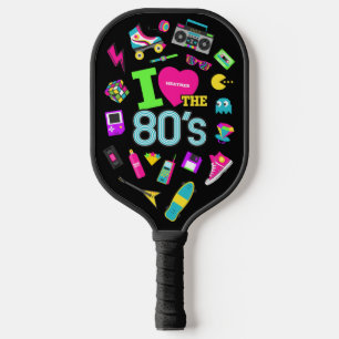 Cool and Colourful I Love the 80s Name Pickleball Paddle