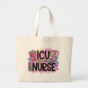 Cool and Colourful ICU Nurse Large Tote Bag