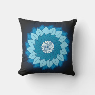 Cool and Colourful Mandala Pattern Blue Flames Cushion