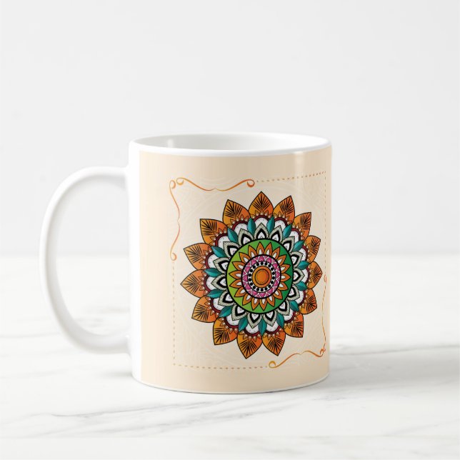 Cool and Colourful Mandala Pattern Coffee Mug (Left)