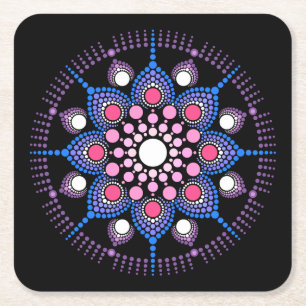 Cool and Colourful Mandala Pattern Square Paper Coaster