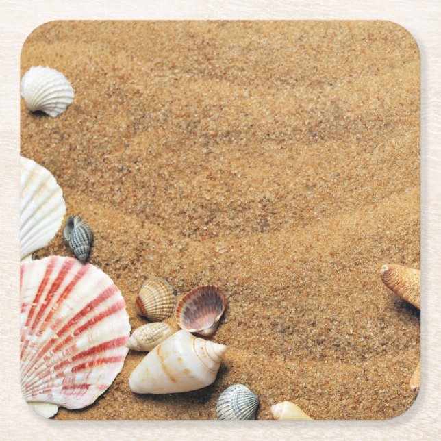 Cool and Colourful Ocean Themed Square Paper Coaster (Front)