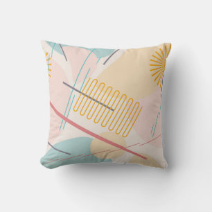 Cool and Colourful Pastel Abstract Shapes & Lines Cushion
