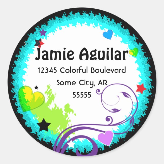 Cool and Contemporarty Colour Splash Address Label (Front)