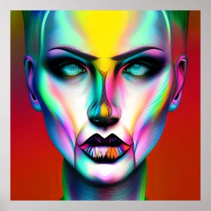 Cool and Creepy Colourful Androgynous Robot  Poster