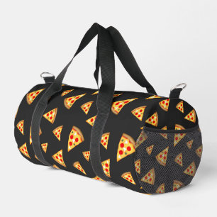 Cool and fun pizza slices pattern dark grey duffle bag