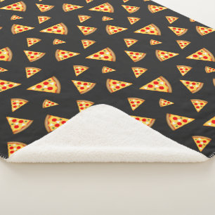 Cool and fun pizza slices pattern dark grey sherpa blanket