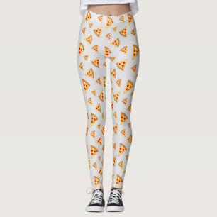 Cool and fun pizza slices pattern light gray leggings