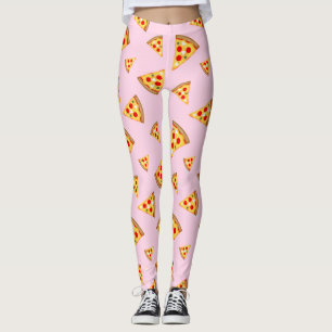 Cool and fun pizza slices pattern light pink leggings