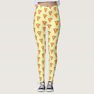 Cool and fun pizza slices pattern light yellow leggings