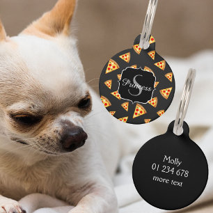 Cool and fun pizza slices pattern Monogram Pet Tag