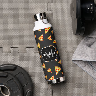 Cool and fun pizza slices pattern Monogram Water Bottle