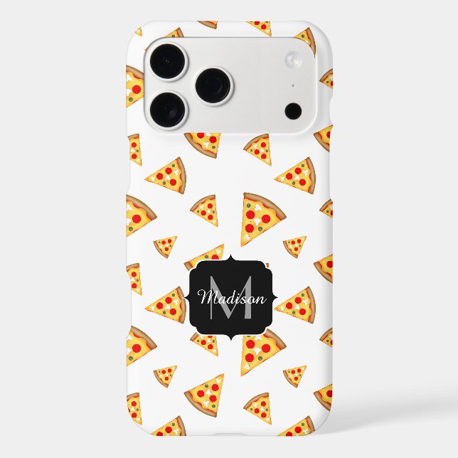 Cool and fun pizza slices pattern Monogram white (Back)