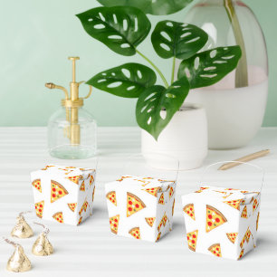 Cool and fun pizza slices pattern on white favour box