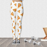 Cool and fun pizza slices pattern on white leggings<br><div class="desc">Cool,  fashionable,  elegant and unique all over print leggings. 
Cool and fun pizza slices pattern on white. Juicy vector made pizza with crunchy crust,  cheese,  salami,  champignon mushrooms,  olives and a sprinkle of oregano.</div>